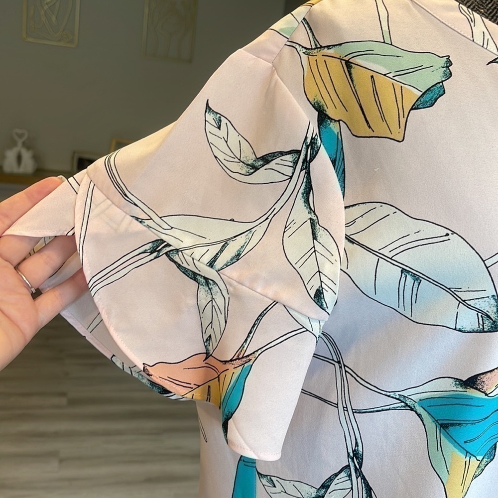 Van Heusen Flowy Leaf Design Office Dressy Top Blouse XL - Picture 4 of 6